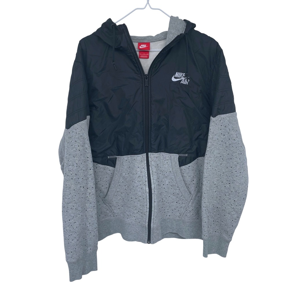 Nike Air Full Zip Hooded Jacket Black Grey‎ Men's XL Paint Splatter Design